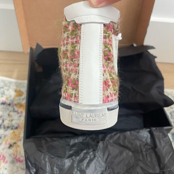 SAINT LAURENT WOMANS MALIBU BEDFORD TWEED HIGH TOP SNEAKERS - Picture 7 of 14